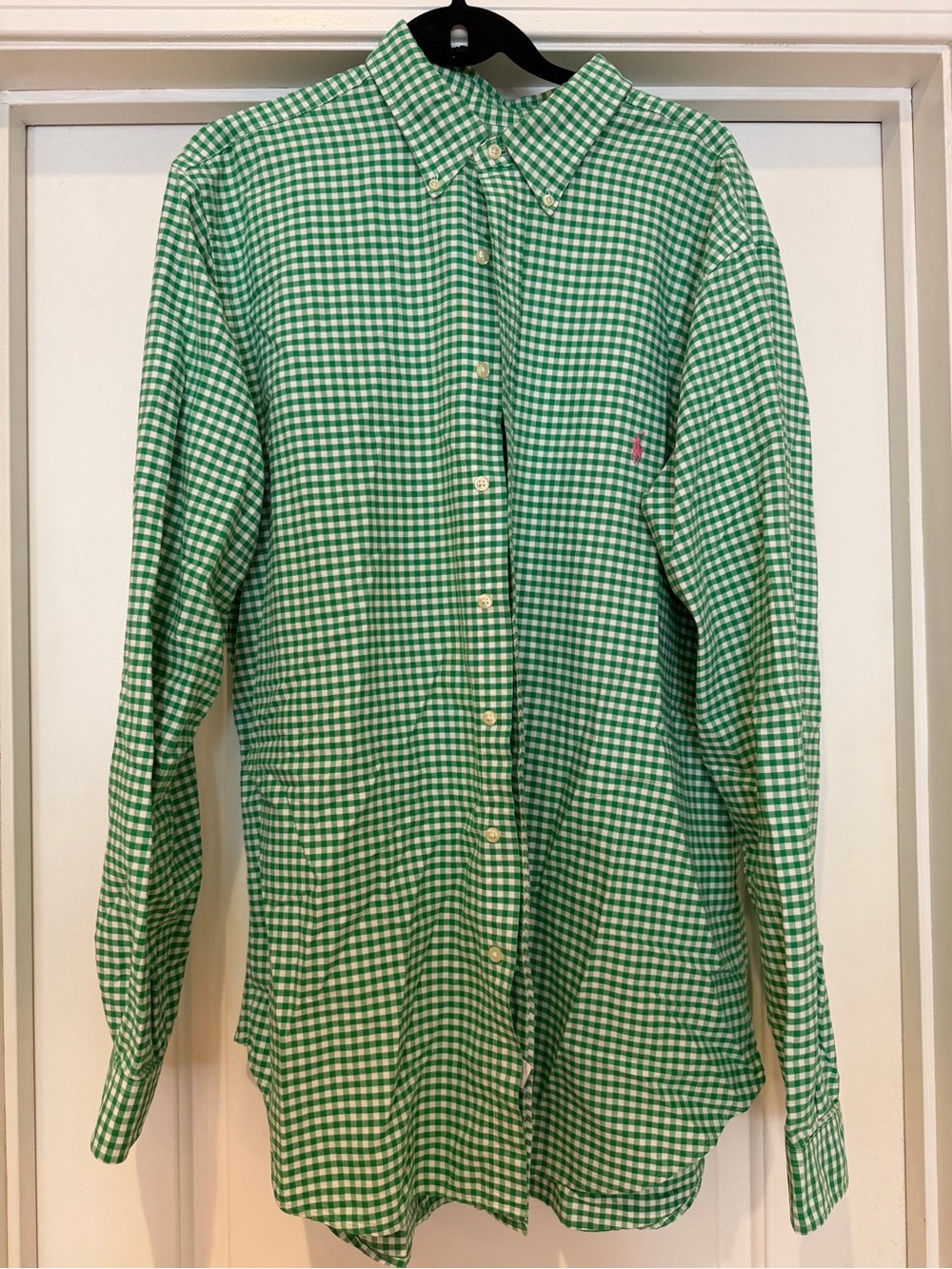 Men’s Green Gingham Button-Down Shirt - Polo by Ralph Lauren, XLT